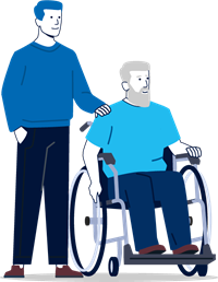 deux hommes aidants aidés illustration bleu