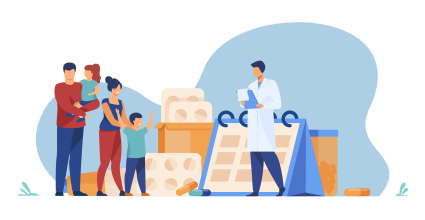 services santé mutuelle mmj illustration famille et medecin