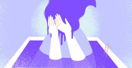 personne dans une piscine et est apeuré illustration