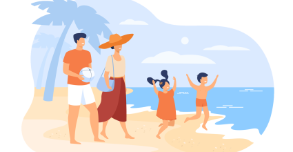 illustration famille en vacances