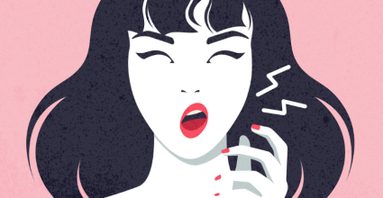 illustration femme avec la bouche irritée