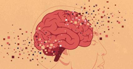 personne âgé et cerveau qui se déconstruit