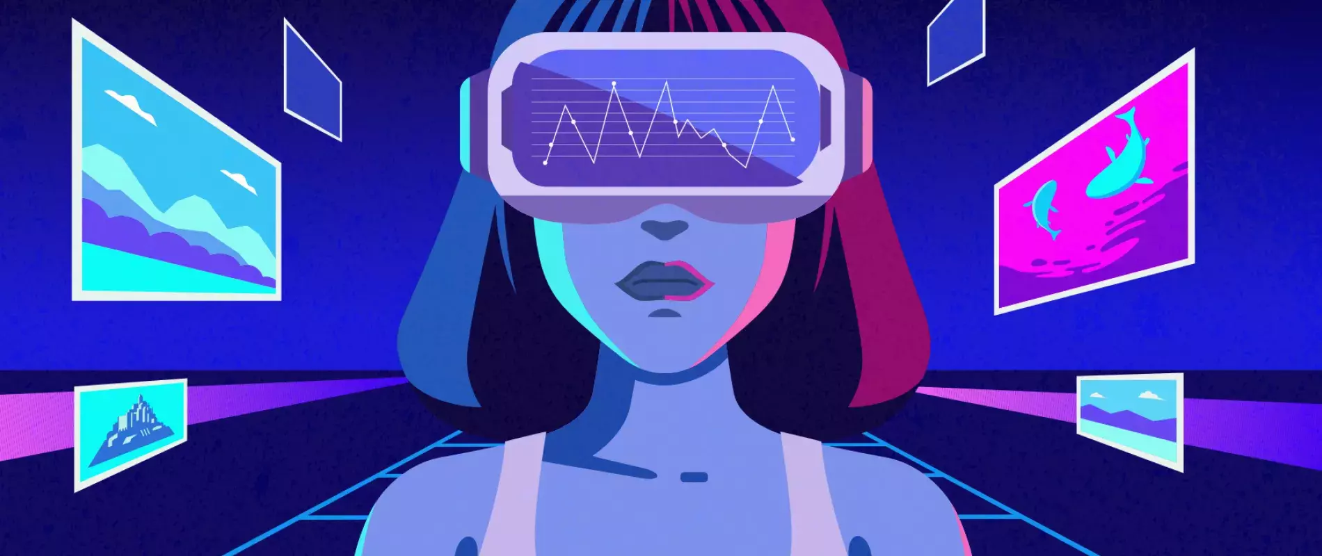 illustration femme portant casque VR 
