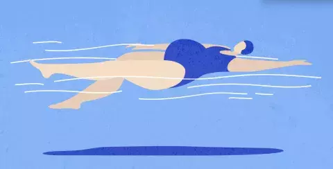 Illustration femme enceinte nage dos