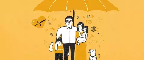 illustration famille sous un parapluie