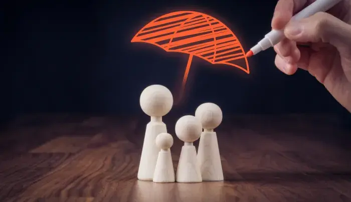 famille sous parapluie 